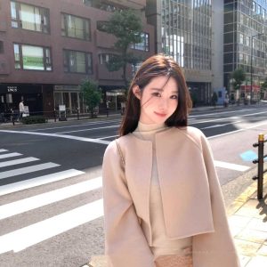 Wool Button Loose Elegant Coat Woman