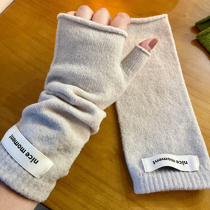 Winter Warm Faux Cashmere Knitted Fingerless Mittens - الصورة 8