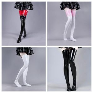 Patent-leather High-shine Over-the-knee Stockings Sexy Thigh-highs