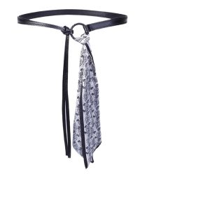 Scarf Belt Accessories For Wome Silk Ribbon Waist Chain Leather
