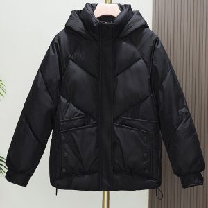 Womens Loose Padded Short Hooded Bread-Style Cotton Jacket