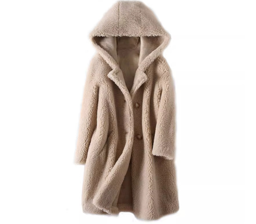 Women's Mid-Length Hooded Coat In Composite Leather And Fur - Image 6
