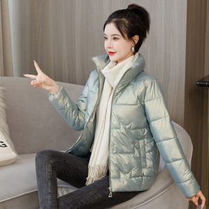Womens Short StandUp Collar Padded Down Jacket With Cotton Padding