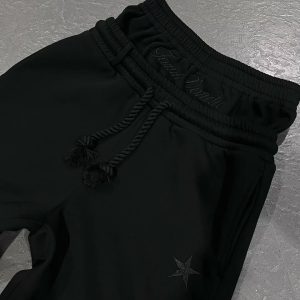 Trendy Double-waist Five-pointed Star Embroidery Couple Simple Casual Fake Two-piece Wide-leg Sweatpants