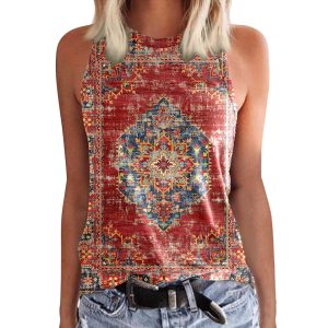 New Womens Crew-neck Tank Top With 3D Digital Print