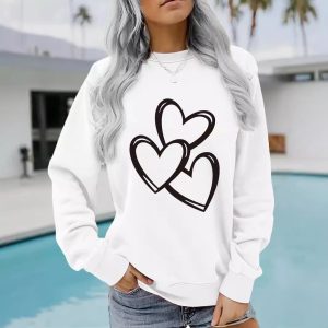 Womens Casual Long-sleeve Crew-neck Printed Sweatshirt Top