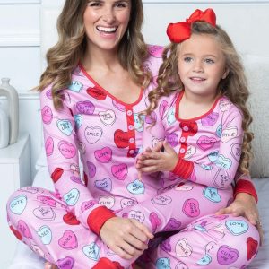Beauty Clothing Valentine's Day Heart Printing Leisure Pajamas Pajamas Parent-child Suit