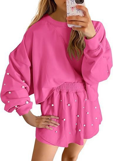 Womens Casual Long-sleeve Top And Shorts Set - الصورة 8