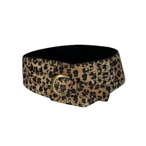 Chic AutumnWinter Horsehair Leopard-Print Fluffy Wide Belt