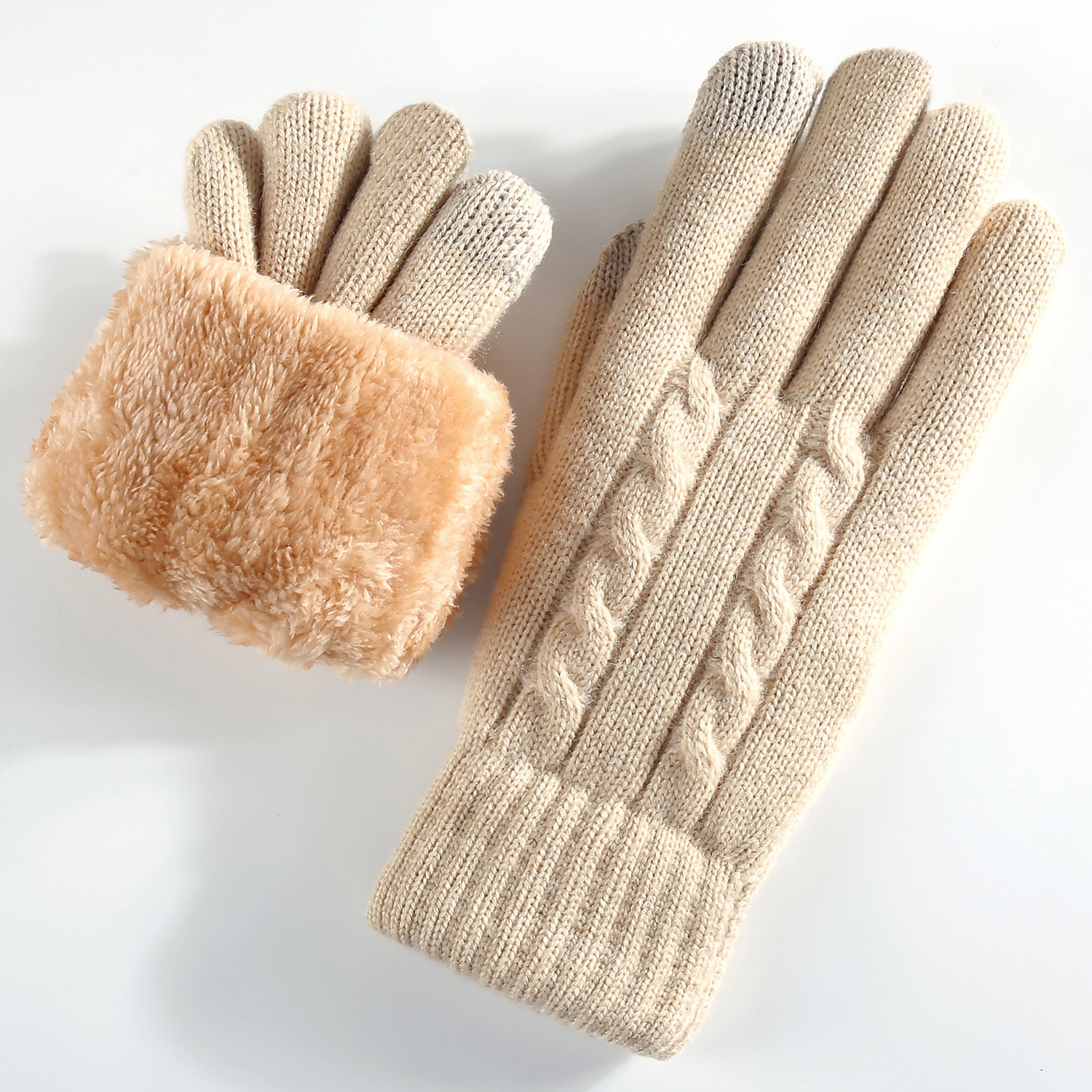 Double-layer Fleece-lined Warm And Cold-proof Knitted Gloves - Image 8