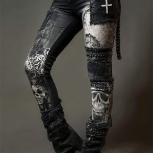 Womens Retro Printed Athletic Yoga Pants