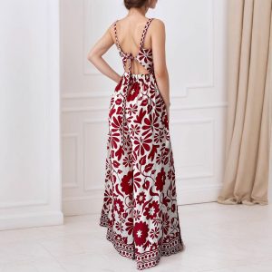 Elegant Womens Floral Print Wrap-Style Jumpsuit With Straps