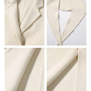 Double Breasted White Wool Coat For Women Autumn And Winter Double-sided Medium To Long Style