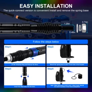 2FT LED Whip Lights Lighted Antenna Whips For ATV UTV Polaris RZR Off Road Truck Sand Buggy Dune Flagpole Lamp