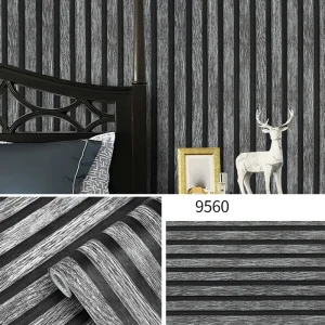 45cm Waterproof and oil-proof self-adhesive striped grille wallpaper bedroom restaurant living room decorative stickers