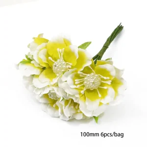 Yellow Artificial Flowers Fruit Cherry Stamen Berries Bundle DIY Cake Christmas Wedding Party Gift Box Wreaths Home Decoration