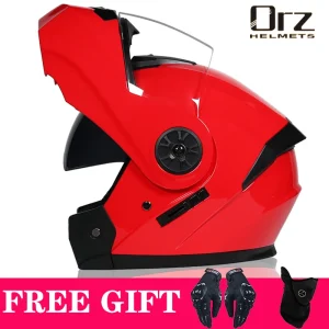 Latest DOT Approved Safety Modular Flip Motorcycle Helmet Voyage Racing Dual Lens Helmet Interior Visor Orz-161