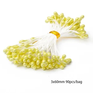 Yellow Artificial Flowers Fruit Cherry Stamen Berries Bundle DIY Cake Christmas Wedding Party Gift Box Wreaths Home Decoration