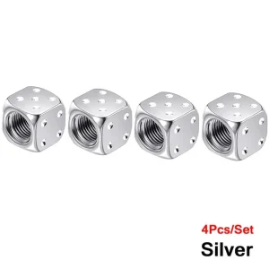 Aluminum Dice Tire Valve Caps Dustproof Car Truck Motocycle Bike Dice Wheel Stem Tyre Tire Wheel Stem Air Valve Dust Cap Cover