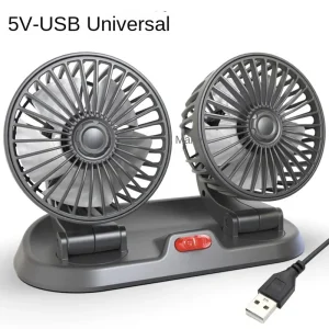 Car Fan 360° Adjustable 3 Head Air Fan Automotive Electric Fan Multi-function USB/12V/24V Fan 2 Speeds Car Silent Fan for Home