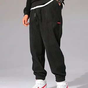 Autumn Winter Warm Motorcycle Jogger Corduroy Pants Men Tech Fleece Sweatpants Casual Harem Pants Male Sport Thermal Trousers