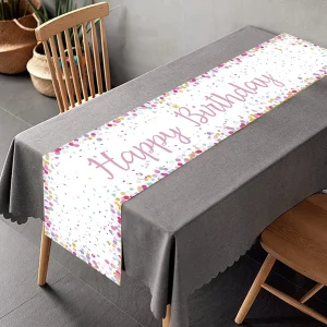 Black Gold Birthday Table Runner Table Cover Happy Birthday Party Decorations For Kids Adults Home 1st Bithday Table Decor