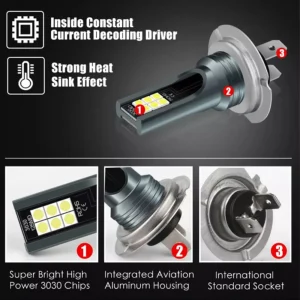 H7 Led Light Bulb Kit Car Fog Light Bulbs 55w Super-Bright 6000k White Led Lights For Vehicles High Power Auto Headlight LED DRL