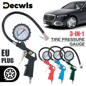 EU Interface Tire Pressure Gauge For Car Motorcycle SUV Inflator Pumps Tire Repair Tools Pressure Gun Type For Air Compressor