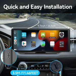 Universal Portable Wireless Carplay Screen for Car with Android Auto Touchscreen Car Stereo System