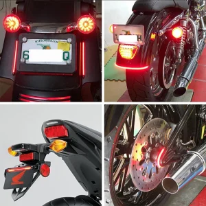 1pcs Motorcycle Tail Brake Light Strip Turn Signal Red Amber License Plate Light for Lada Car Moto CO LIGHT Flexible Led Strip