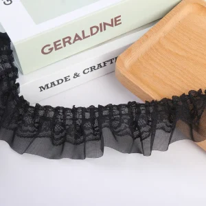 5CM Wide New Double Layers 3D Pleated Chiffon Lace Ruffle Trim Fluffy Dress Pettiskirt Curtains Splicing Cloth Sewing Deocration