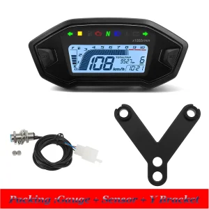 Motorcycle Digital Speedometer Universal LCD Motor Tachometer Instrument Cluster Turn Signal Light Indicator Voltmeter Oil Gauge