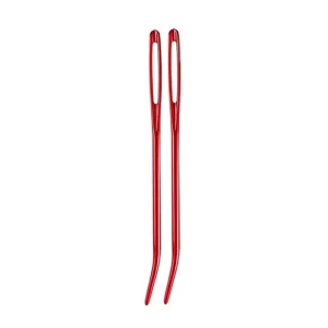 2pcs Aluminum Bent Tip Crochet Needles Tapestry Darning Knitting Needles DIY Crafts Sewing Big Eye Bent Needle Yarn Weave Tool