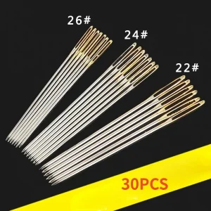 30PCS/BOX Gold tail Sewing Needle NO.22/24/26 Embroidery Fabric Cross Stitch Darning Needles Stainless steel DIY Craft Tools