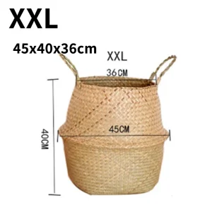 Seaweed Wicker Storage Baskets Straw Wicker Rattan Hanging Flowerpot Seagrass Folding Laundry Basket Plant Basket Home Decor