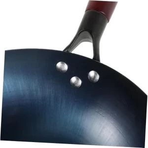 Iron Wok Iron Pot Household Frying Pan Traditional Hand Forged Without Coating Wooden Handle Old-style Non-iron Pot (30cm)