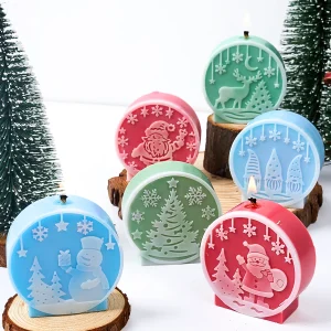 Christmas Ball Silicone Candle Mold DIY Santa Claus Tree Elk Snowman Gypsum Crystal Epoxy Resin Mold Chocolate Cake Baking Tools