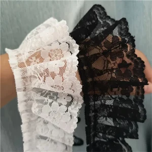 6CM Wide HOT Embroidery White Black 3D Flower Lace FabricTrim Ribbon DIY Sewing Applique Collar Dress Wedding Guipure Decor 1yar