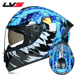 Full Face Racing Helmets Winter Warm Double Visor Motorcycle Helmet Motorbike Sports helmet LVS-701