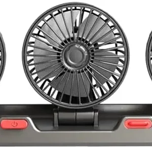 Car Fan 360° Adjustable 3 Head Air Fan Automotive Electric Fan Multi-function USB/12V/24V Fan 2 Speeds Car Silent Fan for Home