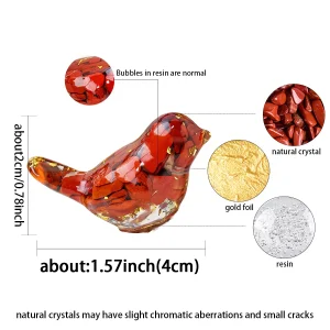 1PC Natural Crystal Bird Statue Reiki Stone Figurine Fengshui Sculpture for Pet Memorial Ornament Home Garden