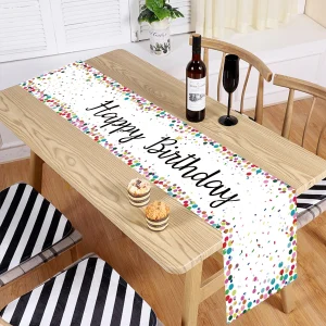 Black Gold Birthday Table Runner Table Cover Happy Birthday Party Decorations For Kids Adults Home 1st Bithday Table Decor
