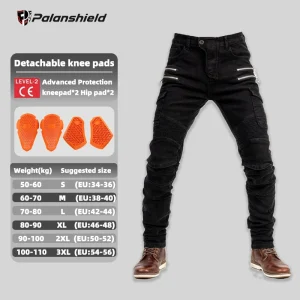 New Double Zipper Metal Style Motocross Moto Trousers Men For Woman Outdoor Riding Jeans With Protective Gear Motorcycle Pants
