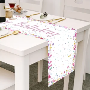 Black Gold Birthday Table Runner Table Cover Happy Birthday Party Decorations For Kids Adults Home 1st Bithday Table Decor