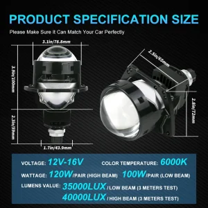 NLpearl 3.0inch Bi Led Projector Lenses Car Headlight 40000LM H4 H7 9005 9006 High Low Lights Universal Car Headlamp Retrofit