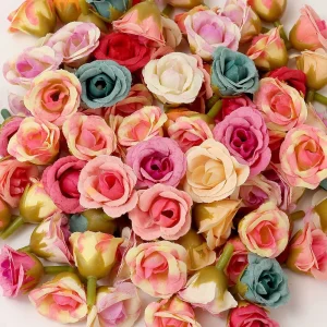 10/20/50Pcs 2cm Rose Artificial Flowers Heads For Home Decor Wedding Decoration Fake Flowers DIY Wreath Scrapbook Gift Accessory