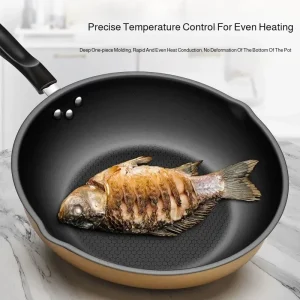 【Non-Stick Frying Pan】Honeycomb Pattern Nonstick Wok - Multi-Functional Fry Pan for All Stoves, Scratch-Resistant Coating