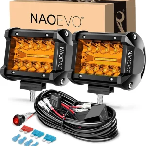 NAOEVO 4 Inch 2Pcs LED Pod Lights Spot Flood Combo LED Fog Driving 4x4 Off Road Lights Work Lights for Truck Boat ATV UTV Jeep