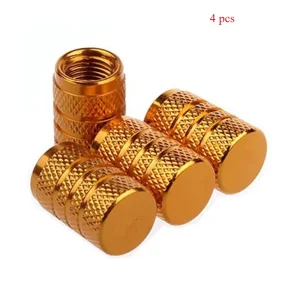 4pcs Knurling Style Tire Valve Caps Aluminum Silver Car Bike Wheel Stem Air Valve Caps Tire Pressure Cap Accessory