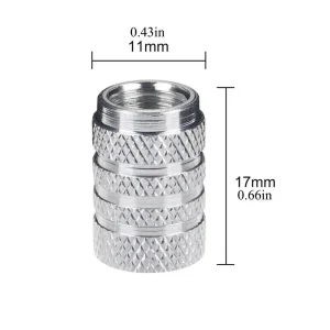 4pcs Knurling Style Tire Valve Caps  Aluminum Silver Car Wheel Stem Air Valve Caps Tire Pressure Cap for Auto Bike